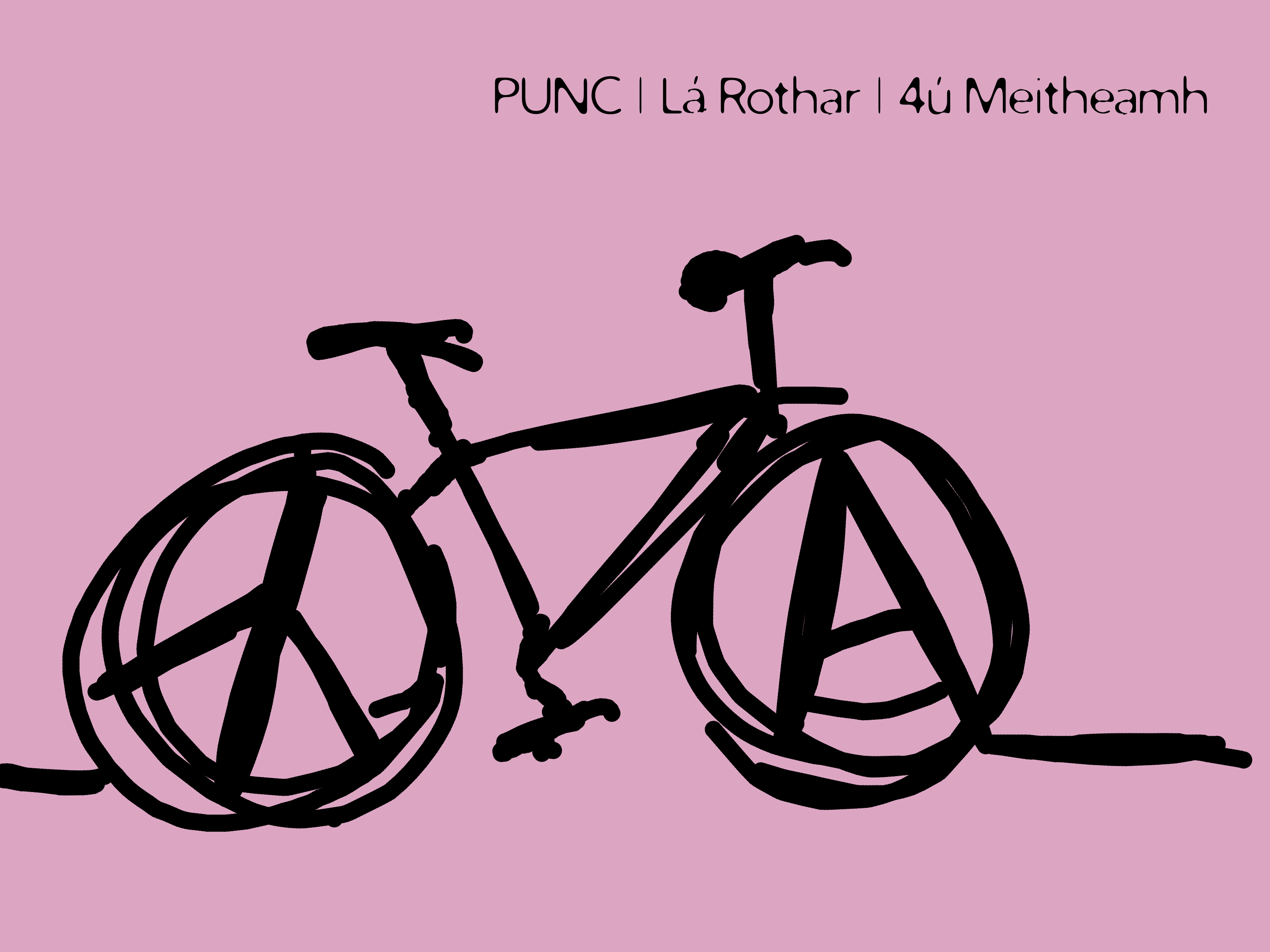 drawing of an anarchy and peace bicycle.
